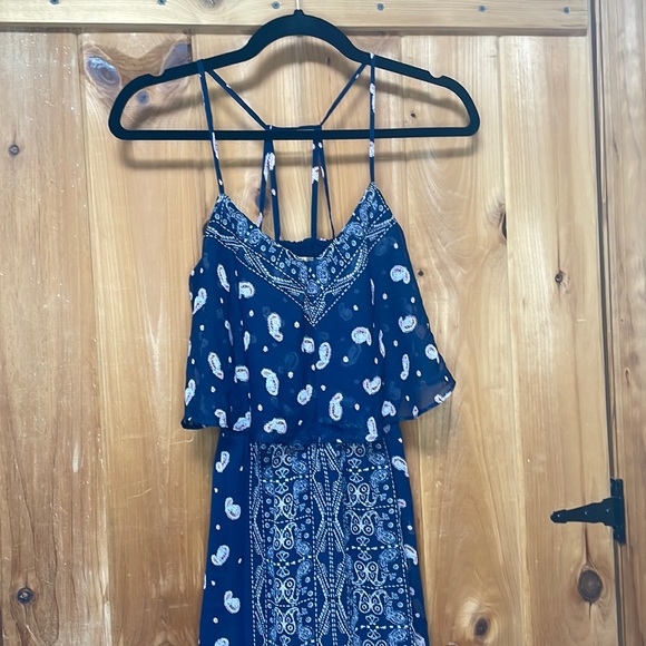 Princess Vera, Wang bandannas print, spaghetti, strap, maxi dress, navy and pink - Picture 2 of 7